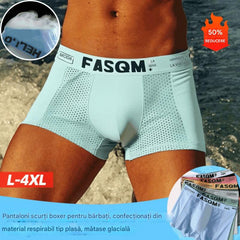 【6 bucată】Boxeri bărbătești din material Air Mesh Ice Silk. Elastic, confortabil și respirabil.