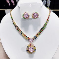 💎 ✨ Set colier și cercei din zirconiu cubic strălucitor: eleganță atemporală, un cadou perfect, ideal pentru nunți, petreceri sau ca accesoriu de lux de zi cu zi.💍