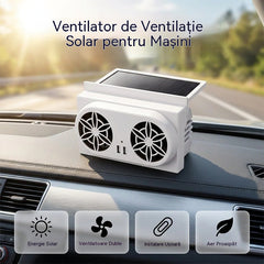 50% REDUCERE🌀Ventilator auto cu energie solară