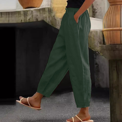 😍💕50% reducere💕【40-120kg】Pantaloni casual pentru femei din bumbac și in ✅️Ramburs la livrare