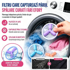 🌀 6 bucăți doar 119 lei!🧺🐾 Gata cu părul pe haine! Filtrele plutitoare ale mașinii de spălat – colectează părul, blana și scamele la fiecare spălare. ✨