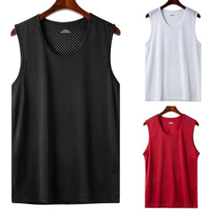 👕【Set de 3 bucăți】Maiouri bărbătești casual din material răcoros tip mătase de gheață ✅ Ușoare, respirabile și cu uscare rapidă