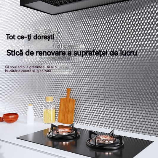 【40cm*5m】🛡️ Folie Autoadezivă din Aluminiu Detașabilă – Anti-grăsime, Rezistentă la Căldură și Ușor de Curățat