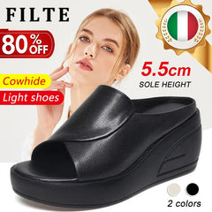 🔥👡 Sandale elegante din piele naturală pentru femei, cu platformă și talpă moale