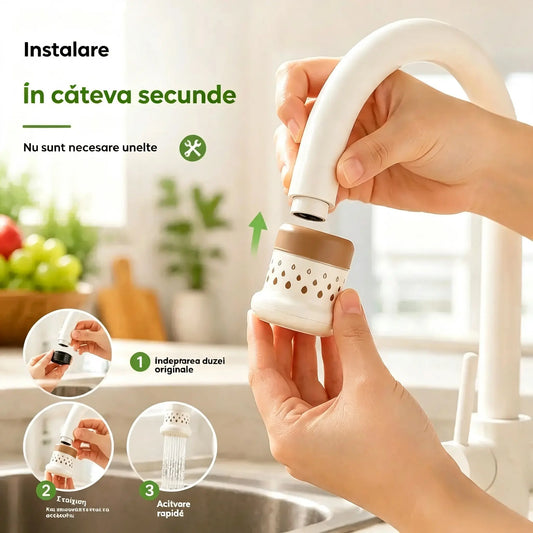 💦【3 bucată/6 bucată】  Filtru de robinet rezistent la stropire - 360° - Economisire mai bună a apei și efect de spălare