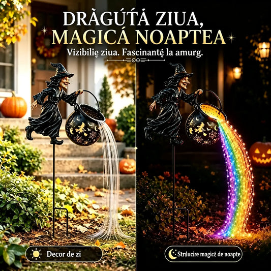 🧙‍♀️🎃 O lampă de grădină în formă de cazan de vrăjitoare cu iluminare LED - o decorațiune impresionantă pentru exterior🔮✨