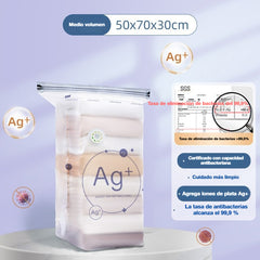 🏥Antibacterian🧳 Pachet de 5 piese 💨 Pungi mari compresibile pentru depozitare în vid: Nu necesită pompă de aer, etanșe, ideale pentru economisirea spațiului în valiză și în casă ✈️