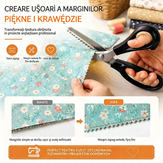 🔥Cumpără 1, primești 1 gratuit ✂️ Foarfece profesionale zimțate - foarfece ascuțite și zimțate pentru țesături
