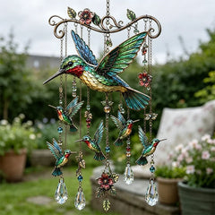 🐦Clopoțel de vânt din cristal cu colibri și model pictat în stil retro