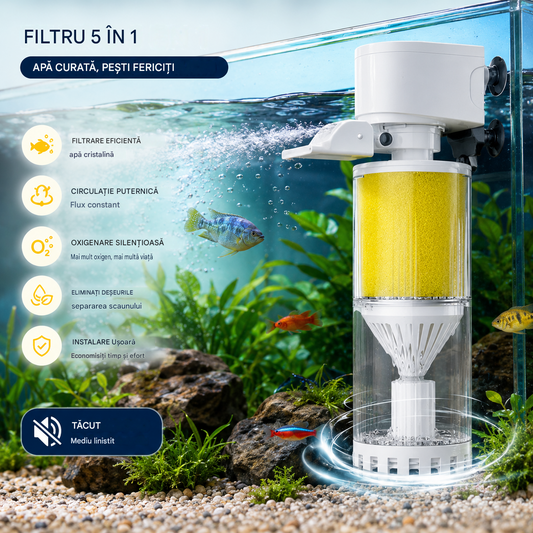 🐟Sistem de circulație a apei pentru acvariu cu filtru 3 în 1, funcționare silențioasă.