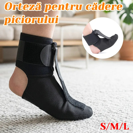 【2 buc】Orteză pentru Picior Drop (Drop Foot) și Fasciită Plantară – Suport de Gleznă Reglabil, Corectare Varus/Valgus, Bandă de Întindere și Talpă Antiderapantă