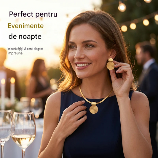 🔥 50% reducere 💎 Set colier și cercei modern și elegant ✨ Elegant și clasic, potrivit pentru purtare zilnică și petreceri 🌿