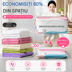 🧳【Set de 5 Piese】💨 Saci de Vidat și Compresie Mari pentru Depozitare - Fără pompă, anti-scurgere, ideali pentru economisirea spațiului în valiză și acasă ✈️