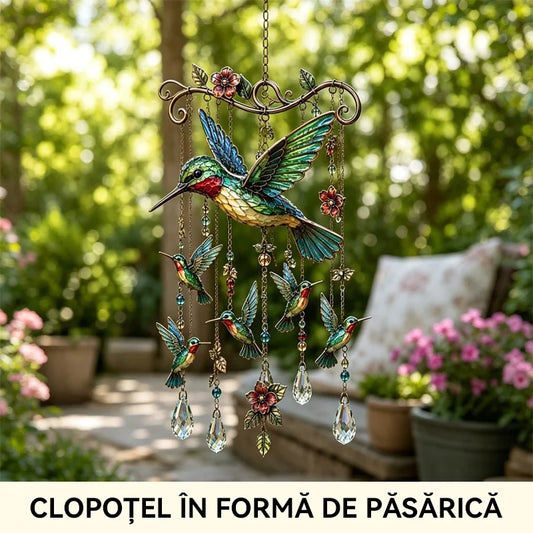 🐦Clopoțel de vânt din cristal cu colibri și model pictat în stil retro