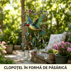 🐦Clopoțel de vânt din cristal cu colibri și model pictat în stil retro