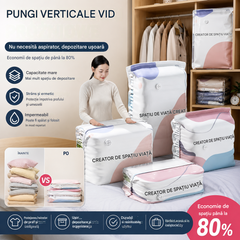 🧳【Set de 5 Piese】💨 Saci de Vidat și Compresie Mari pentru Depozitare - Fără pompă, anti-scurgere, ideali pentru economisirea spațiului în valiză și acasă ✈️