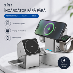 ✨58% REDUCERE! Oferte Incendiare – Stație de Încărcare Wireless Magnetică și Pliabilă 3 în 1