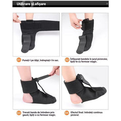 【2 buc】Orteză pentru Picior Drop (Drop Foot) și Fasciită Plantară – Suport de Gleznă Reglabil, Corectare Varus/Valgus, Bandă de Întindere și Talpă Antiderapantă