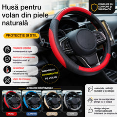 🚗✨ Husă pentru volan din piele naturală – model universal, anti-alunecare, rezistentă și durabilă