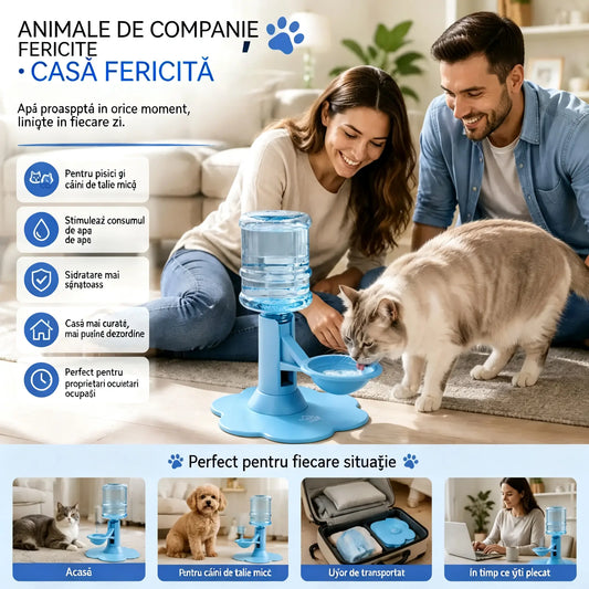 🐾 Dozator automat de apă pentru animale de companie – Bol cu reumplere automată prin gravitație pentru câini și pisici
